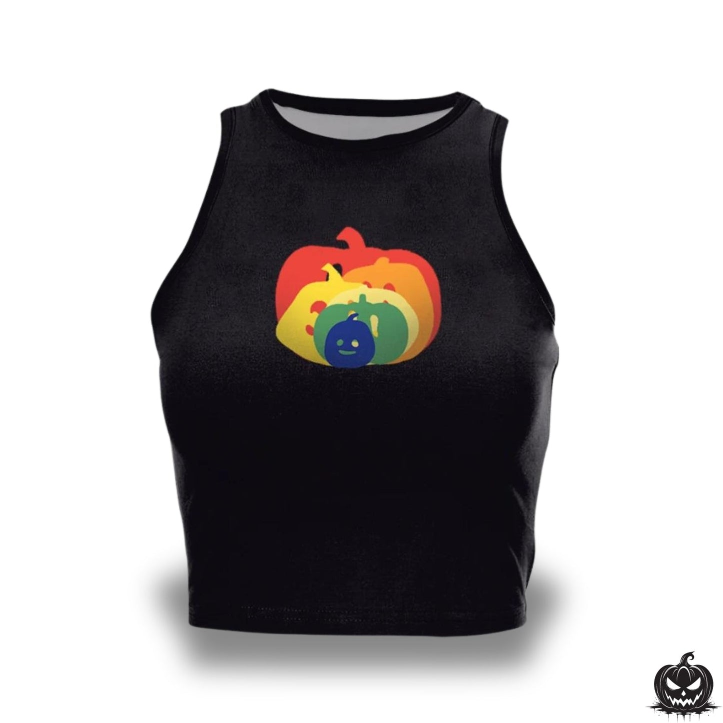 Black Halloween Crop Top - Jack Pumpkin