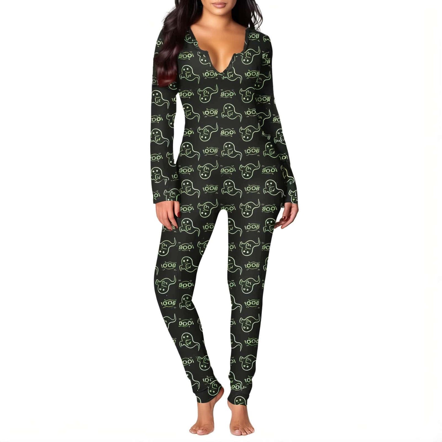 Dark Green Jumpsuit - Boo Ghost Cute - Jack Pumpkin