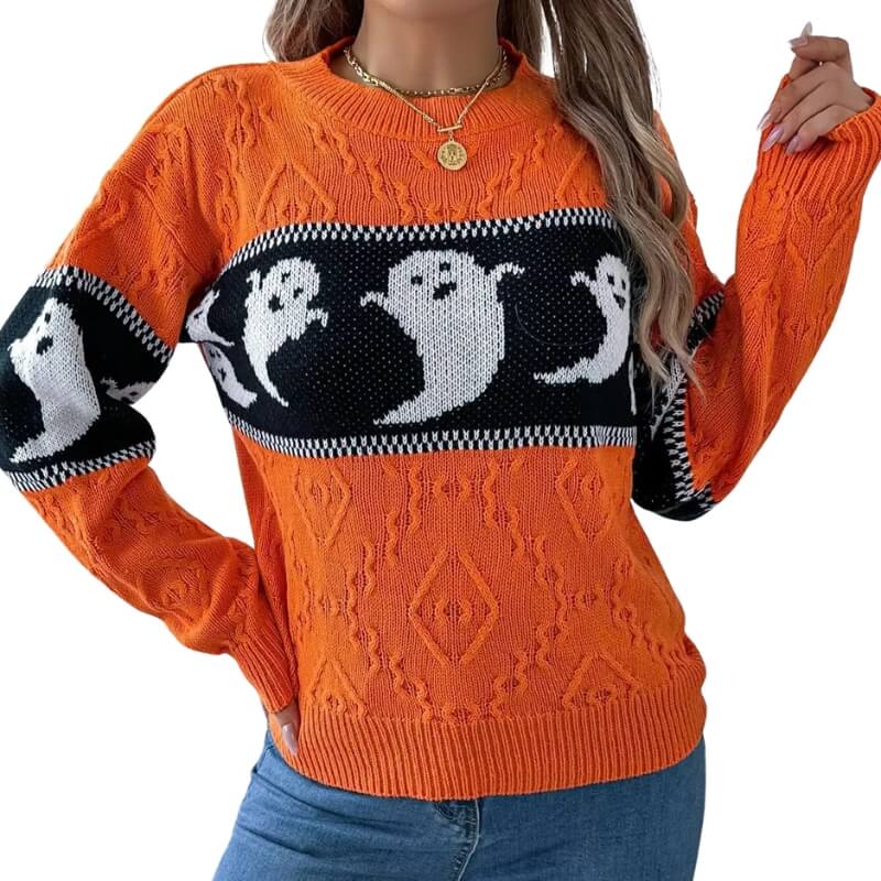 Halloween Sweater Ghost - Jack Pumpkin