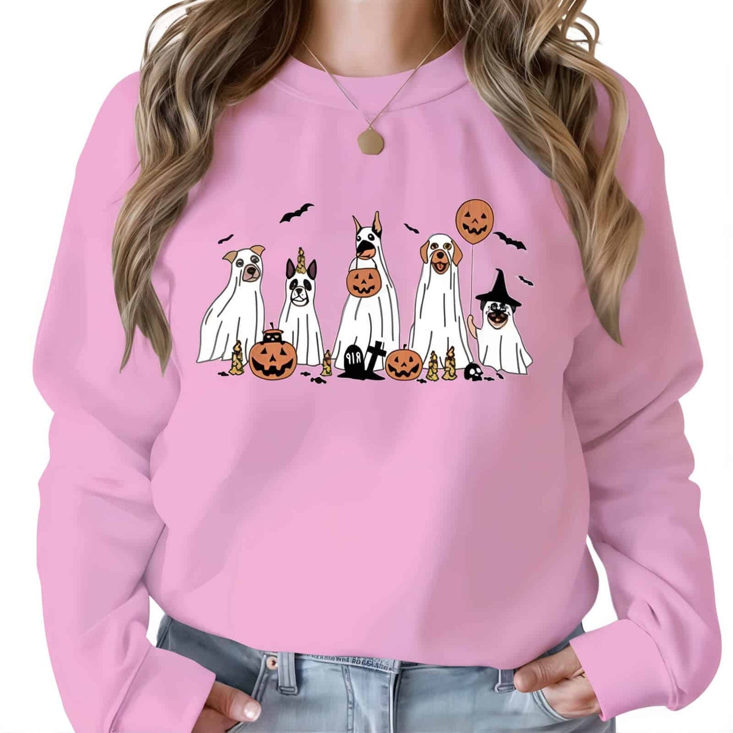 Halloween Sweatshirt With Dogs - Jack Pumpkin