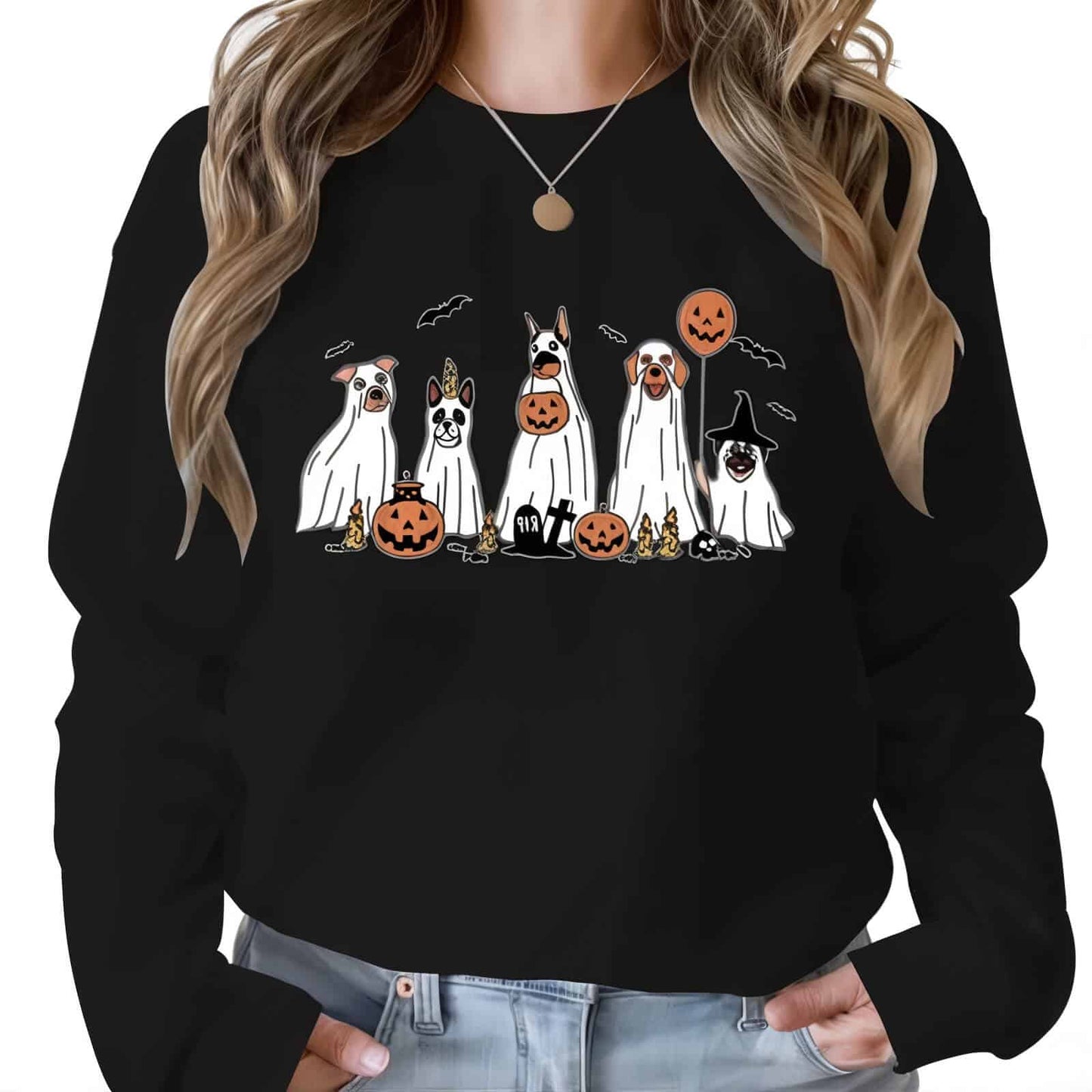 Halloween Sweatshirt With Dogs - Jack Pumpkin