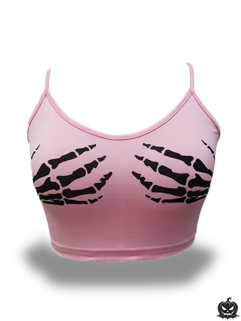 Pink Crop Top Halloween - Jack Pumpkin