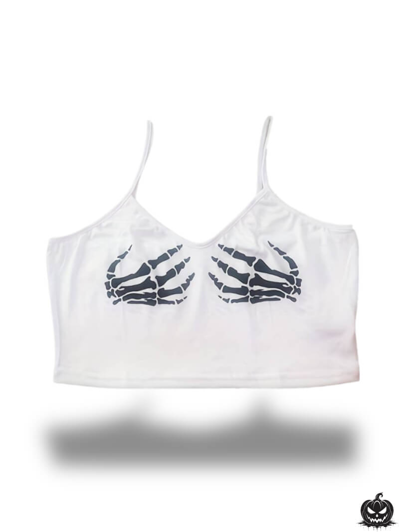 White Halloween Crop Top - Jack Pumpkin