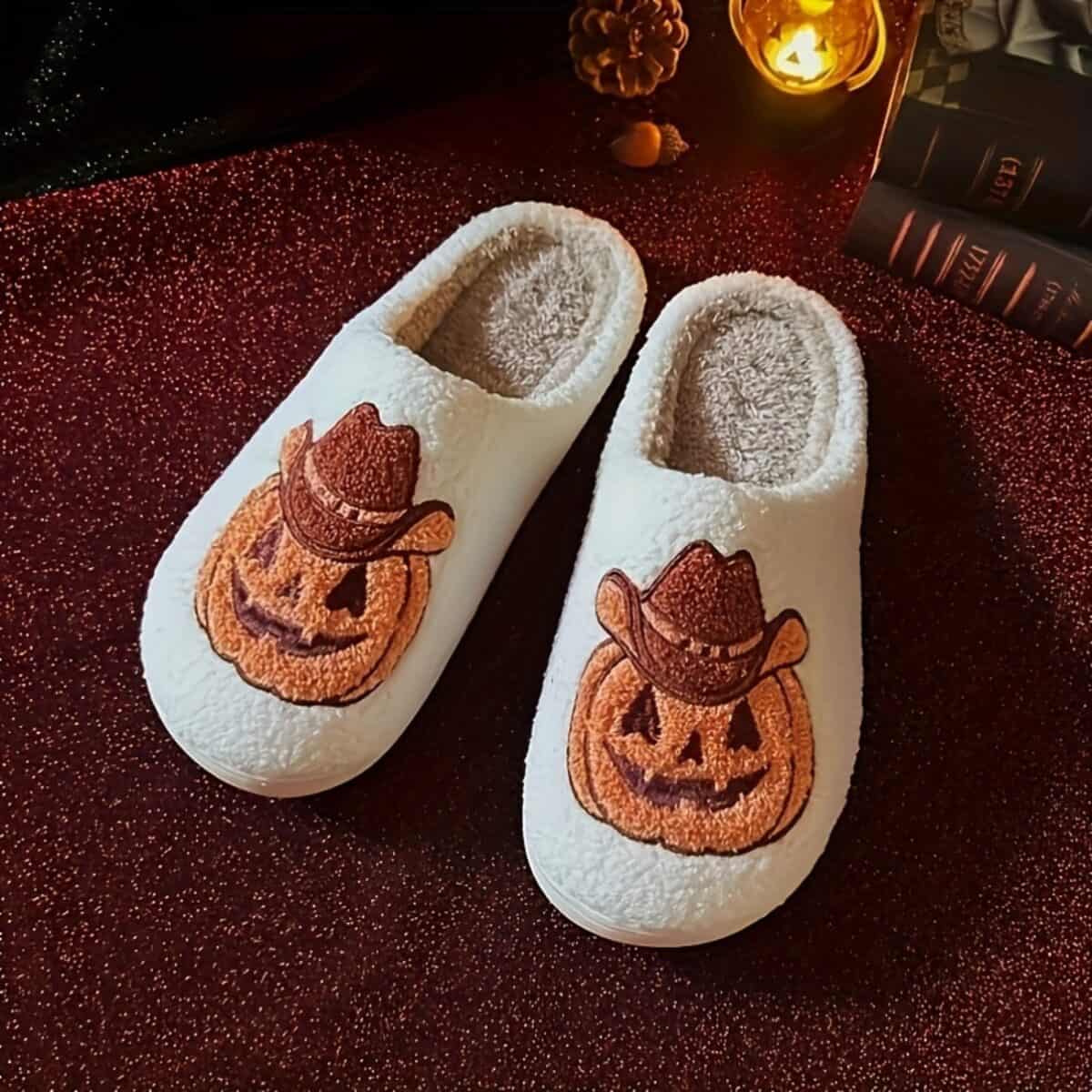 Fluffy Pumpkin Slippers