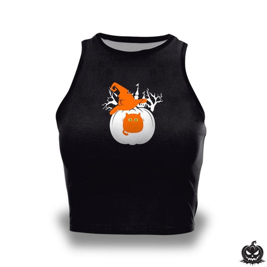 Girls Halloween Crop Top - Jack Pumpkin