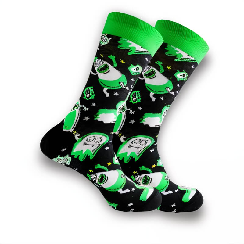 Green Halloween Socks (cotton) - Jack Pumpkin