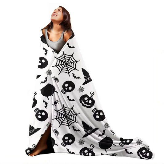 Halloween Blanket Black And White - Jack Pumpkin
