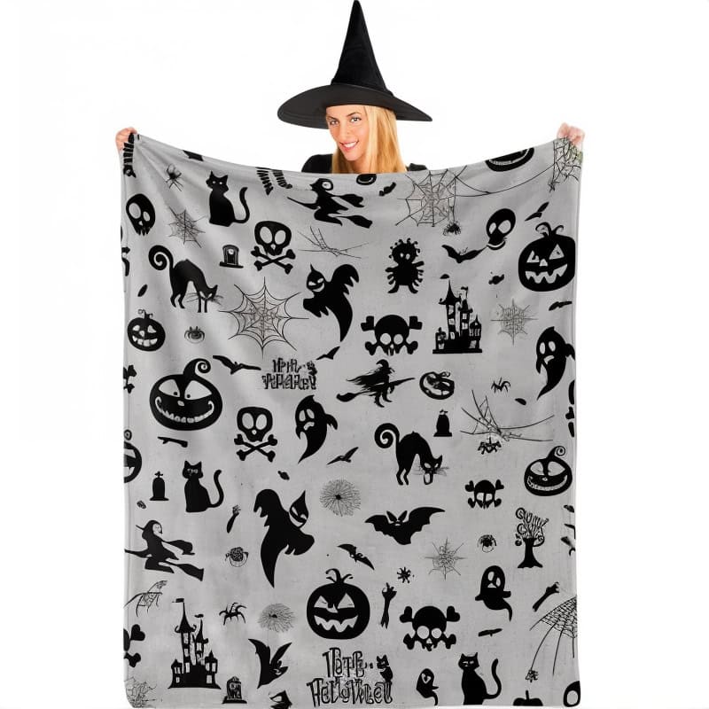 Halloween Blanket Grey - Jack Pumpkin