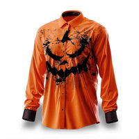 Thumbnail for Halloween Button Up Shirt Long Sleeve - Jack Pumpkin