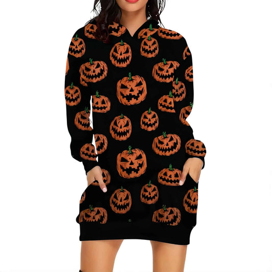 Halloween Hoodie Dress - Jack Pumpkin