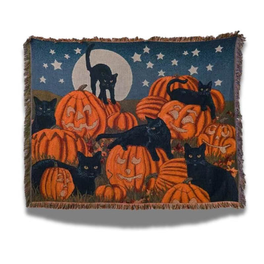 Halloween Knitted Blanket - Jack Pumpkin