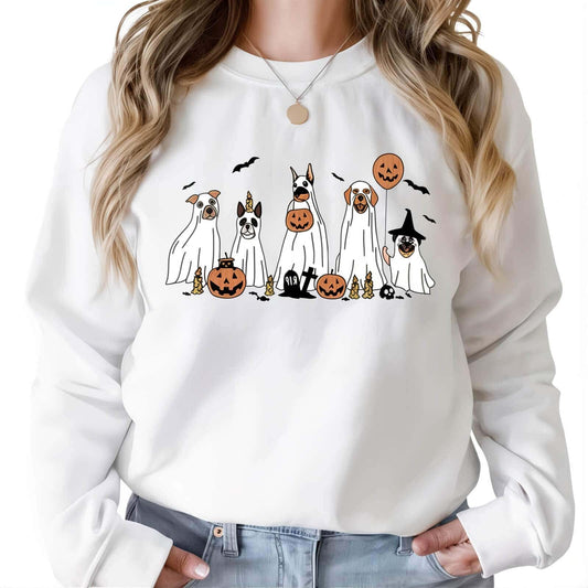 Halloween Sweatshirt With Dogs - Jack Pumpkin