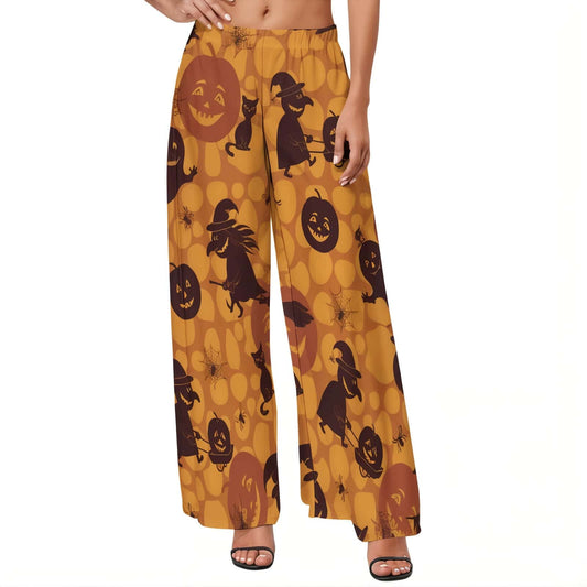 Halloween Wide Leg Pants - Jack Pumpkin