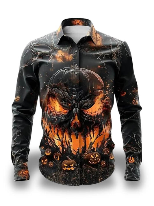 Jack o Lantern Button Up Shirt - Jack Pumpkin