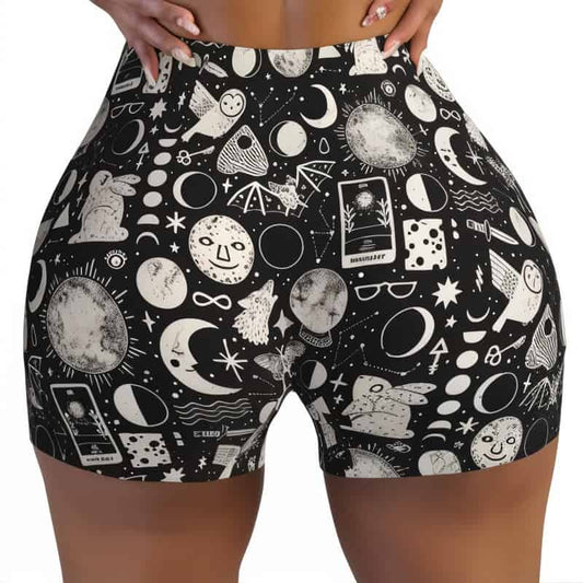 Moon Print Yoga Shorts