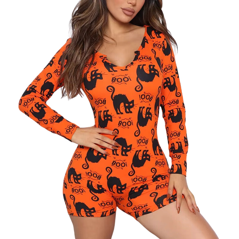 Orange Halloween Romper