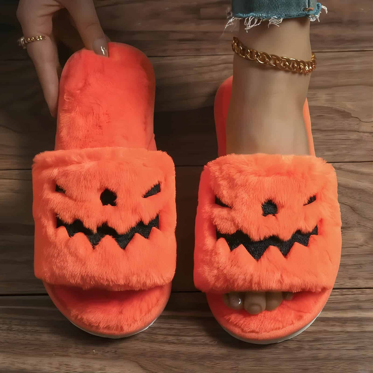 Orange Halloween Slippers