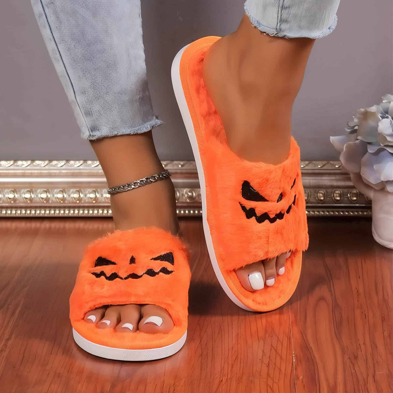 Orange Halloween Slippers - Jack Pumpkin