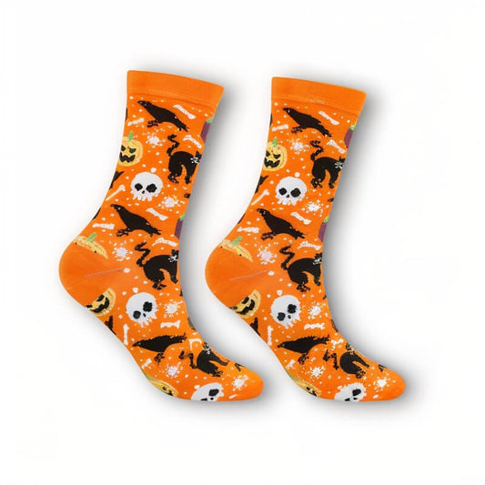 Orange Halloween Socks (polyester) - Jack Pumpkin