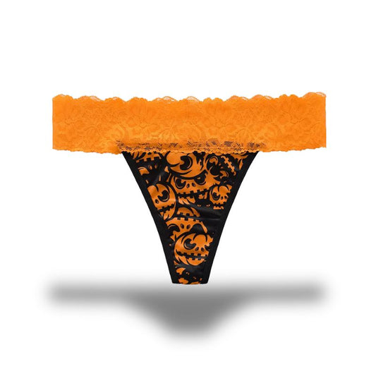 Orange Lace Thong Halloween