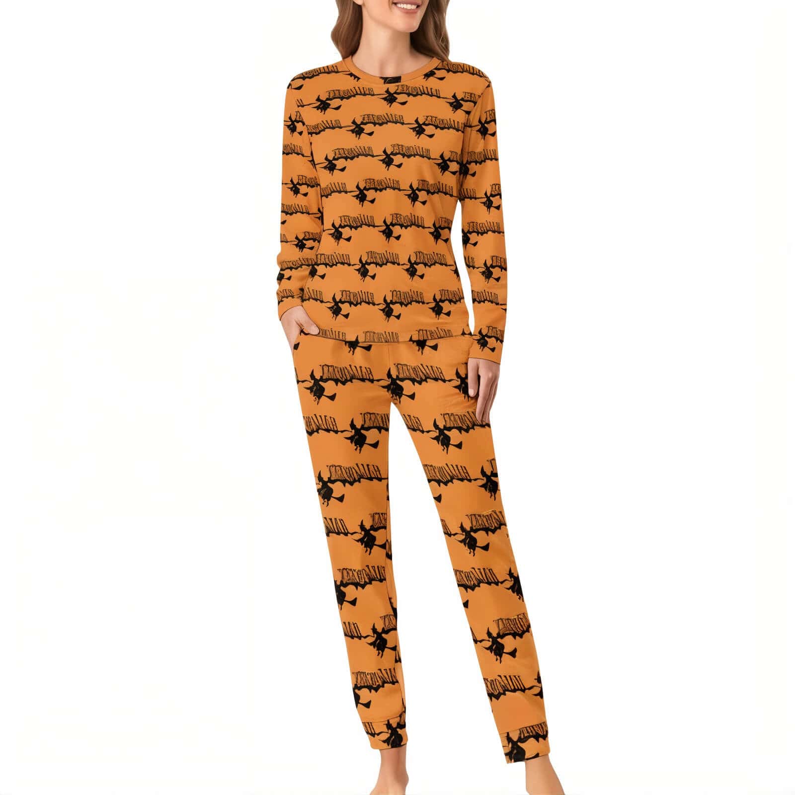 Orange Pajama Set - Witch Design - Jack Pumpkin