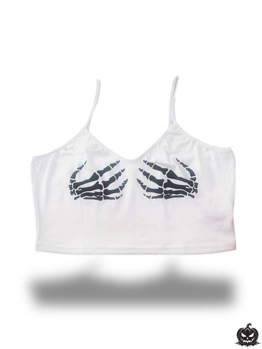 White Halloween Crop Top - Jack Pumpkin